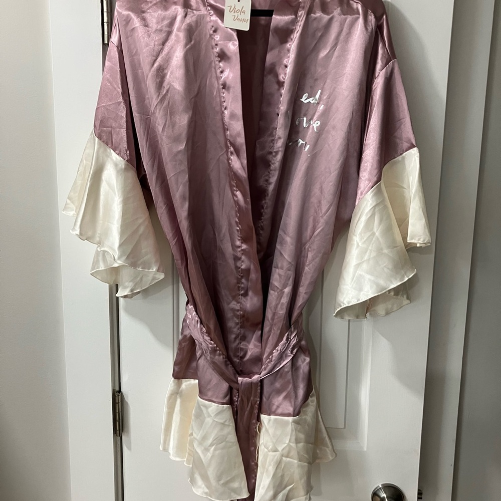 Dusty Purple and Cream Satin Robe